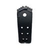 A black leather strap with holes on it.