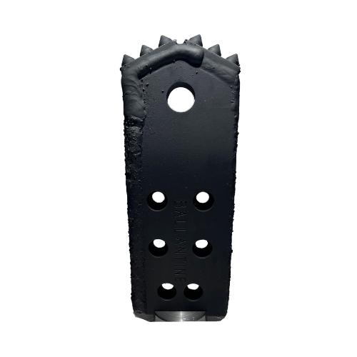 A black plastic object with holes in it.