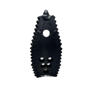 A black plastic object with holes in it.