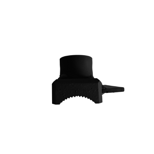 A black plastic cap with a small hole in it.