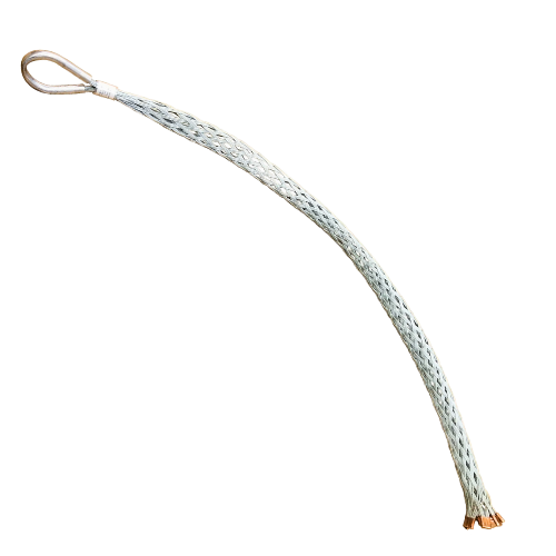 A white rope with a hook on top of it.