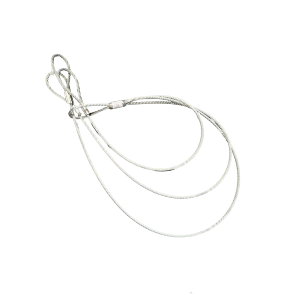 A white string with three loops on it.