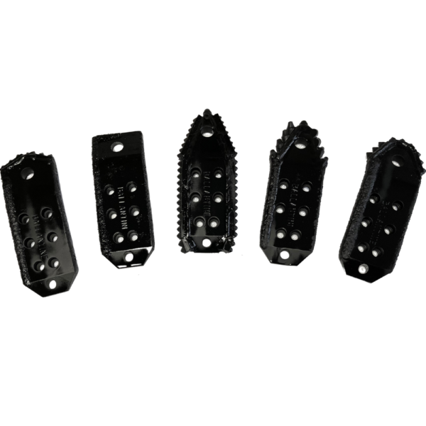 A group of five black plastic parts.