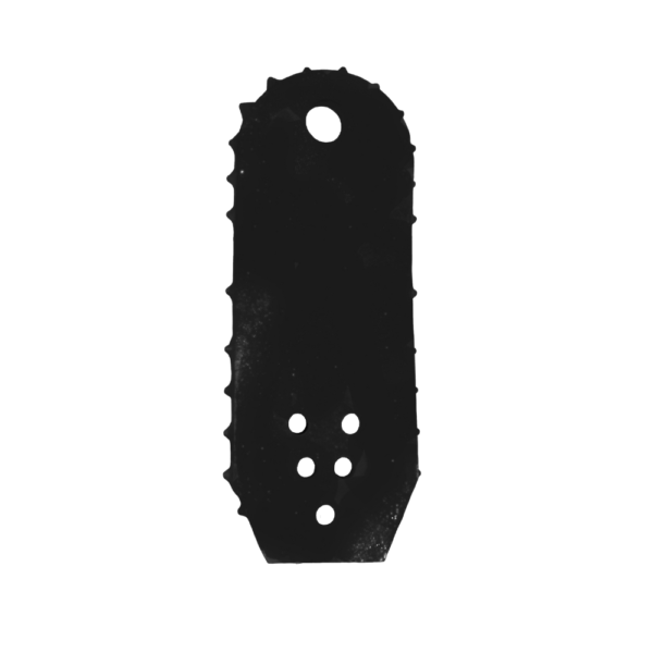 A black plastic object with holes in it.