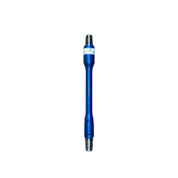 A blue pencil with a white marker on it.