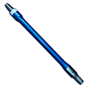 A blue pencil with a metal tip.