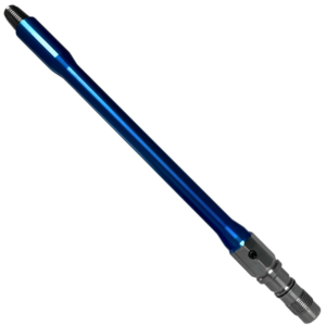 A blue metal tube with a handle and two ends.