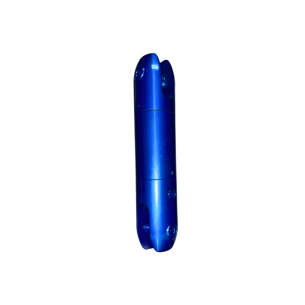 A blue tube with a white background