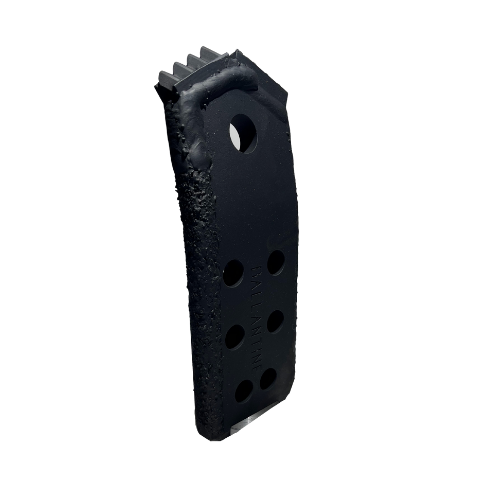 A black plastic handle with holes on it.