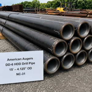 American Augers DD-6 HDD Drill Pipe – 15’ – 4.125" OD – NC-31