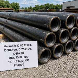Vermeer D 80 X 100, D50X100, D 75X100, D60X90 HDD Drill Pipe – 15’ – 3.625" OD – FS#800