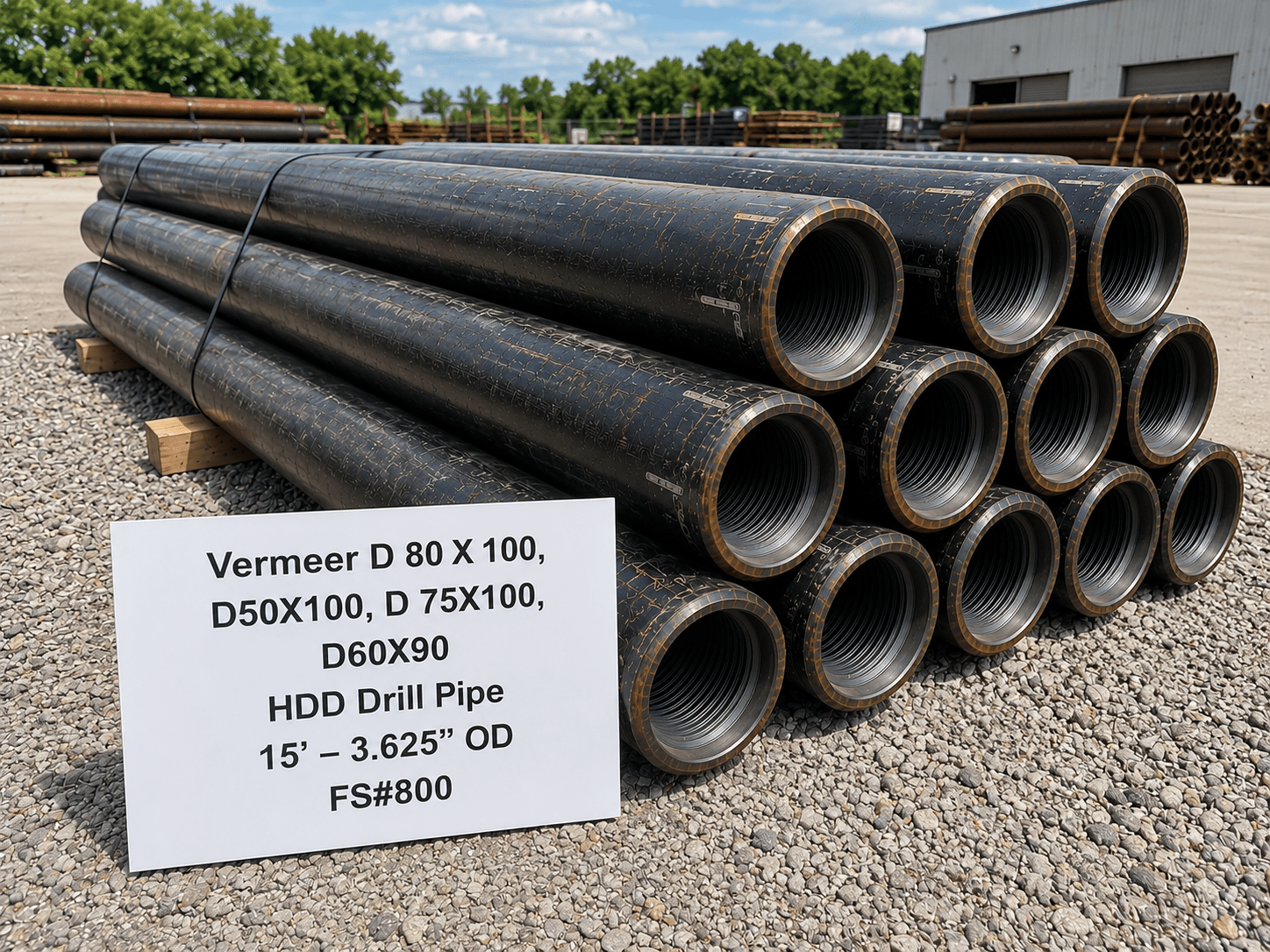 Vermeer D 80 X 100, D50X100, D 75X100, D60X90 HDD Drill Pipe – 15’ – 3.625" OD – FS#800
